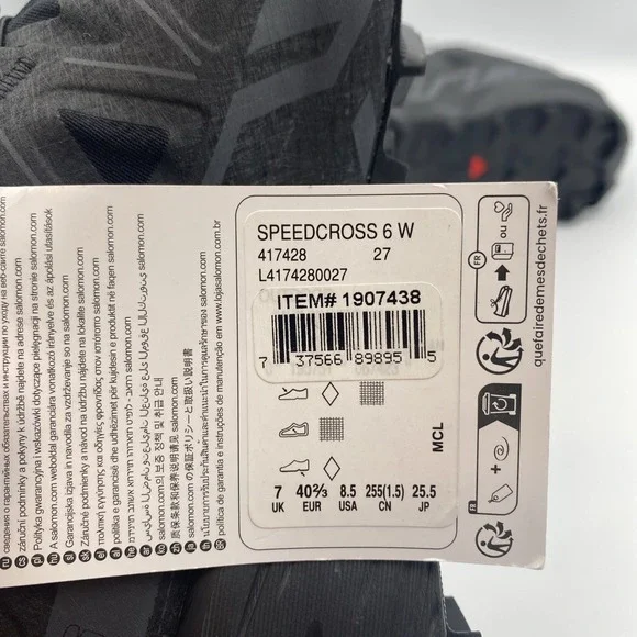 Salomon Women's Speedcross 6 Trail Running Shoes Sz 8.5 US Black Rugged Terrain - Picture 10 of 10